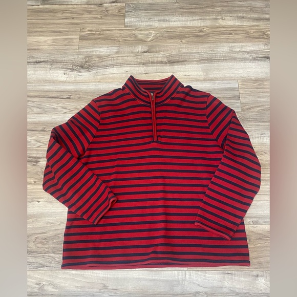 L.L. Bean Other - LL Bean Mens Striped Sweater Size XXL Long Sleeve Quarter Zip Pullover Red Navy